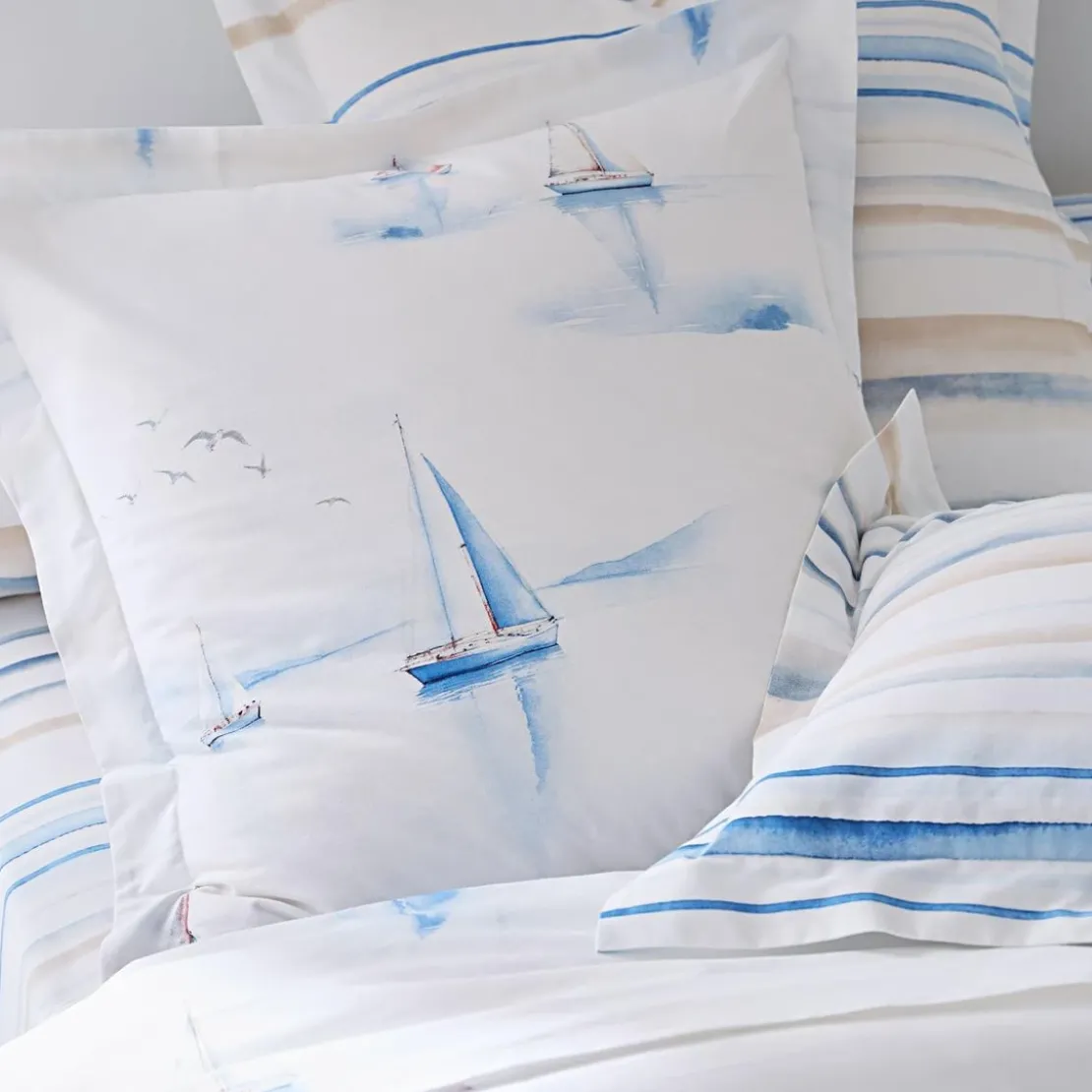 BecquetTaie d'oreiller coton MAREE HAUTE - bleu