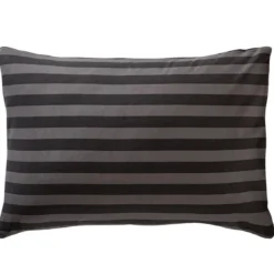 BecquetTaie d’oreiller coton gris anthracite à rayures multicolores réversible - ANTONIO