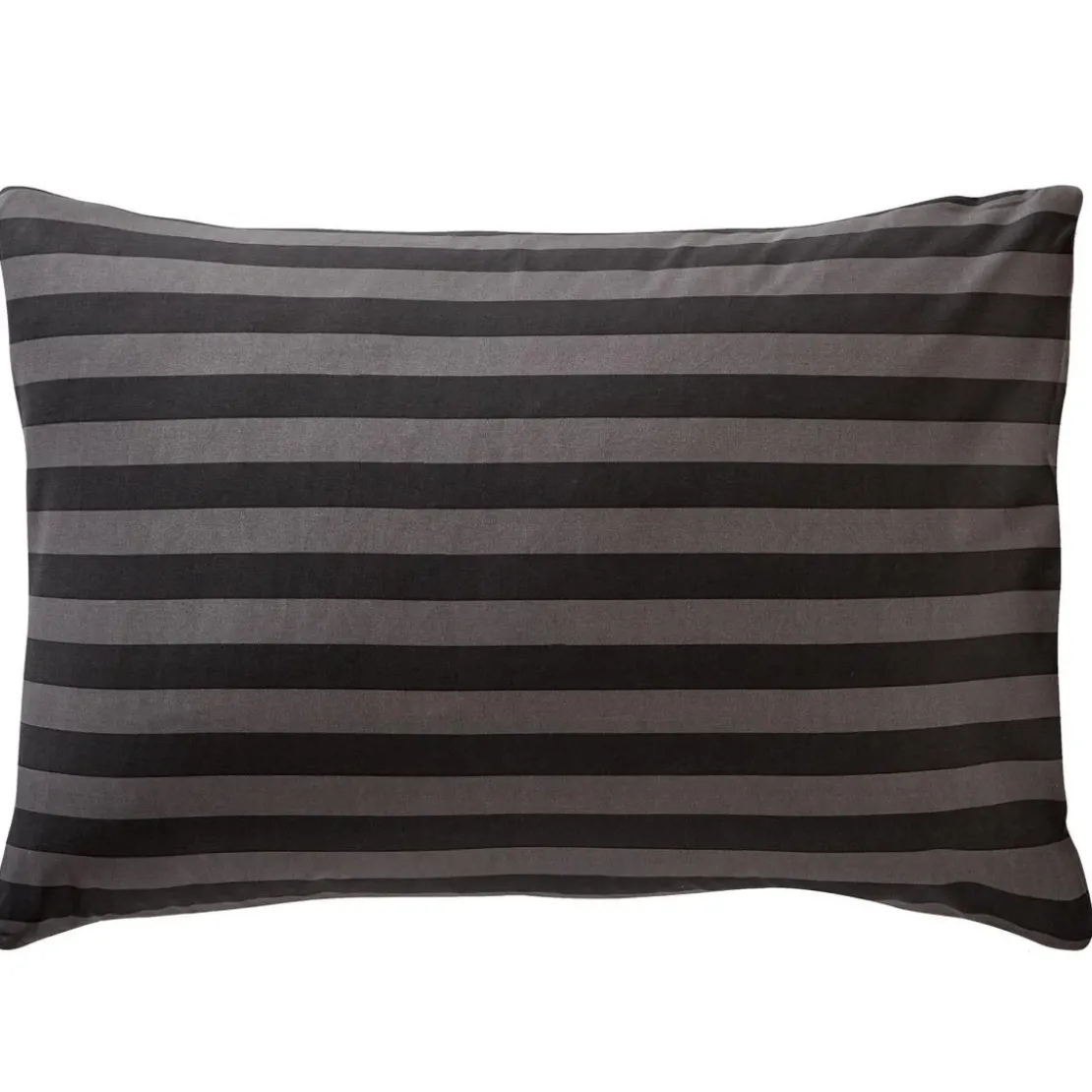 BecquetTaie d’oreiller coton gris anthracite à rayures multicolores réversible - ANTONIO