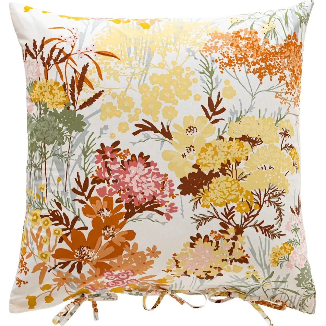BecquetTaie d'oreiller coton blanc réversible motif floral multicolore - Collection BOUQUET