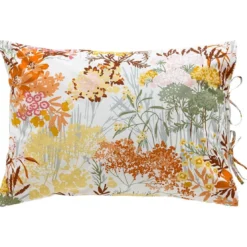 BecquetTaie d'oreiller coton blanc réversible motif floral multicolore - Collection BOUQUET