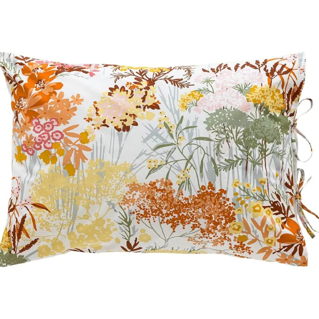 BecquetTaie d'oreiller coton blanc réversible motif floral multicolore - Collection BOUQUET