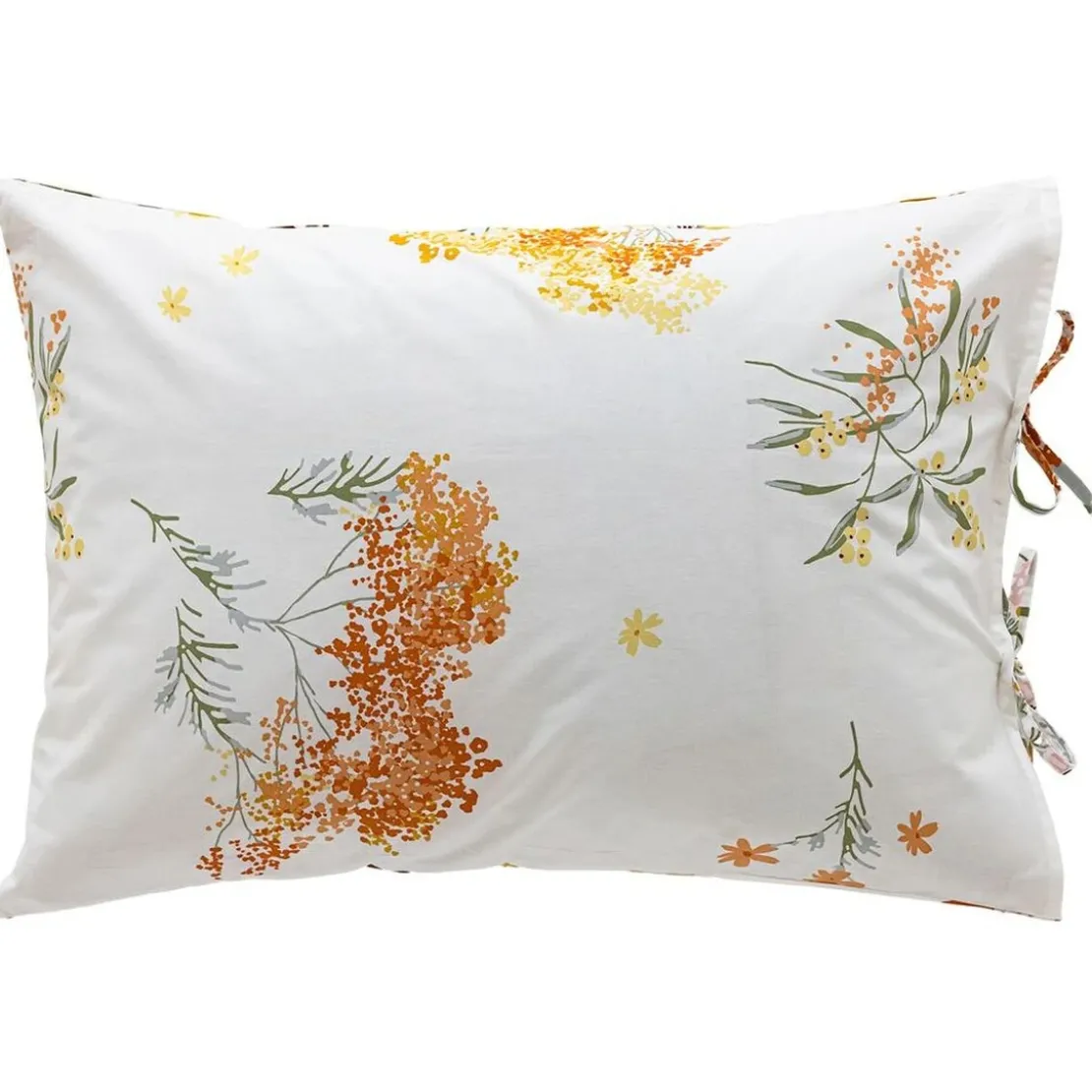 BecquetTaie d'oreiller coton blanc réversible motif floral multicolore - Collection BOUQUET