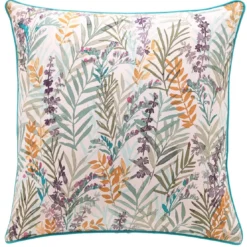 BecquetTaie d'oreiller coton beige réversible motif floral multicolore - Collection ECLOSION POETIQUE