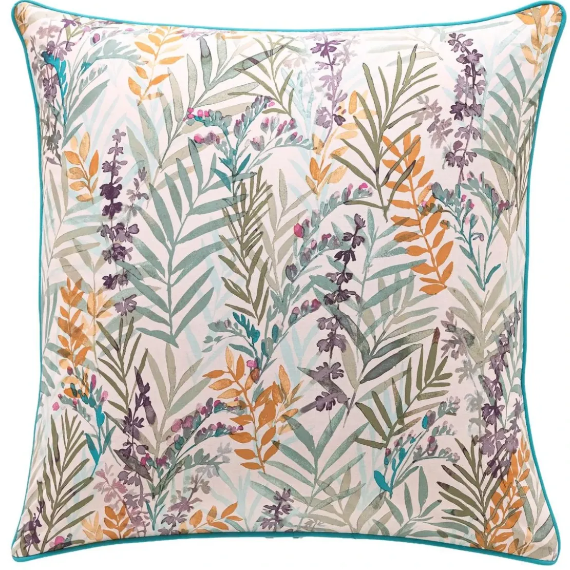 BecquetTaie d'oreiller coton beige réversible motif floral multicolore - Collection ECLOSION POETIQUE