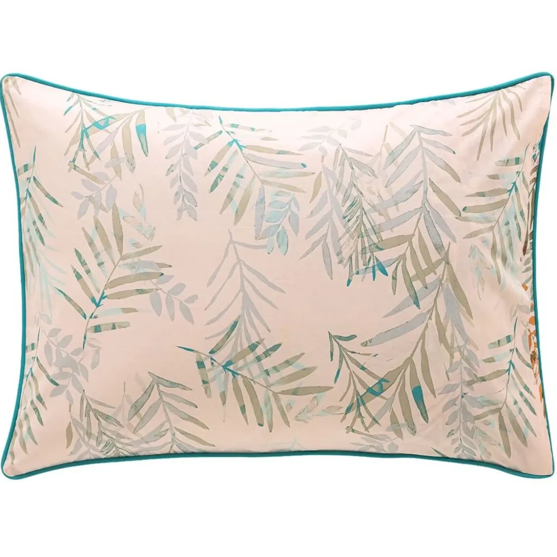 BecquetTaie d'oreiller coton beige réversible motif floral multicolore - Collection ECLOSION POETIQUE