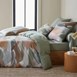 BecquetTaie d'oreiller double face en coton HORIZON - vert kaki