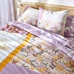 BecquetTaie d'oreiller double face en coton POETIQUE à motifs fleuris violet