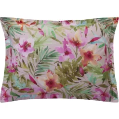 BecquetTaie d'oreiller en coton VIBRANTE motif fleurs exotiques multicolores