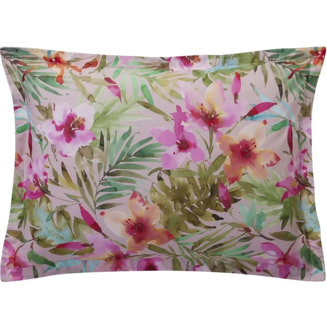 BecquetTaie d'oreiller en coton VIBRANTE motif fleurs exotiques multicolores