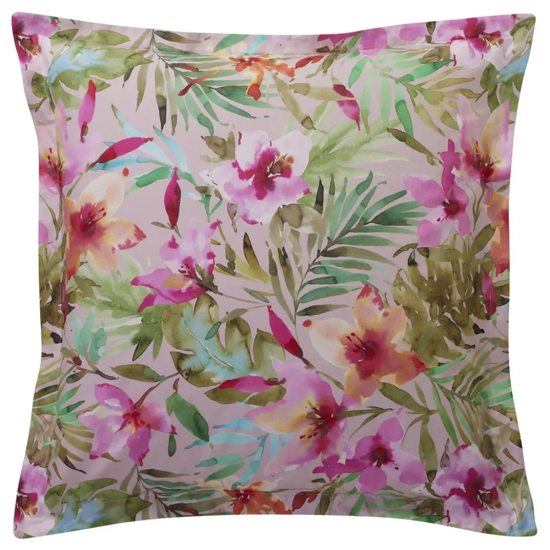 BecquetTaie d'oreiller en coton VIBRANTE motif fleurs exotiques multicolores