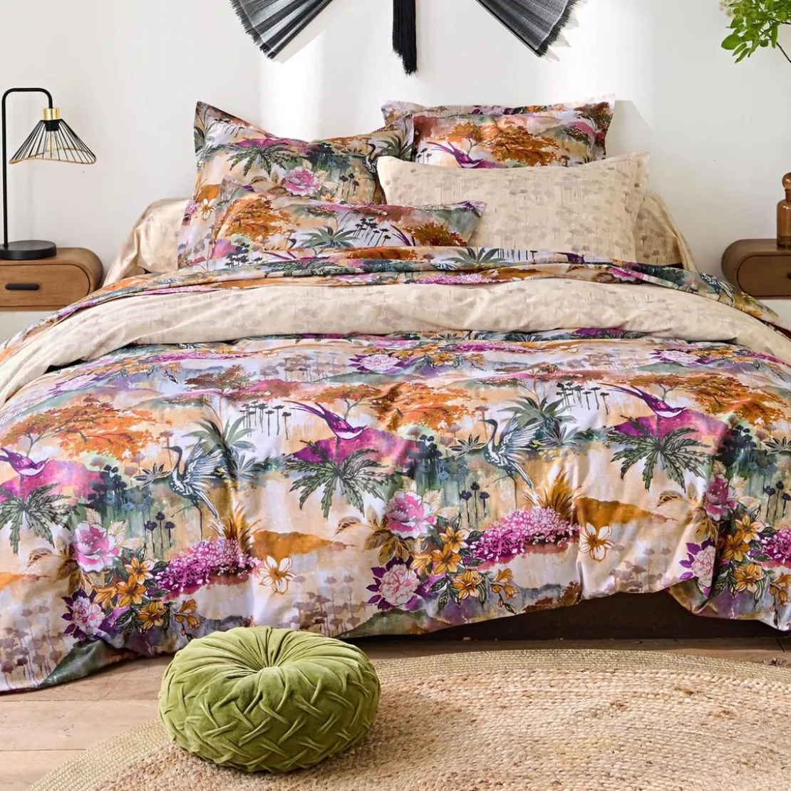 BecquetTaie d'oreiller en coton multicolore - JARDIN D'ASIE