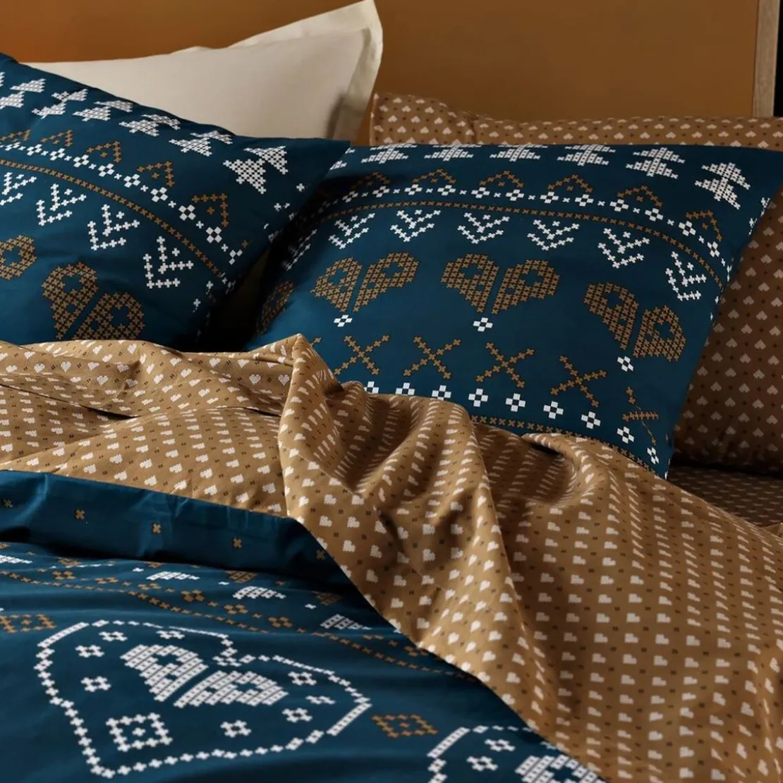 BecquetTaie d'oreiller en coton bleu - RÉCIT D'HIVER