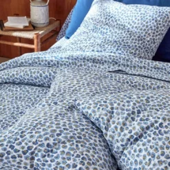 BecquetTaie d'oreiller en coton blanc à motif léopard bleu et doré - SAFARI