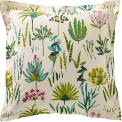 BecquetTaie d'oreiller en coton écru réversible motif tropical jaune - VITAMINE