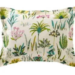 BecquetTaie d'oreiller en coton écru réversible motif tropical jaune - VITAMINE