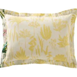 BecquetTaie d'oreiller en coton écru réversible motif tropical jaune - VITAMINE