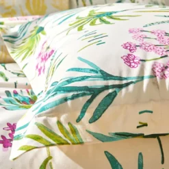 BecquetTaie d'oreiller en coton écru réversible motif tropical jaune - VITAMINE