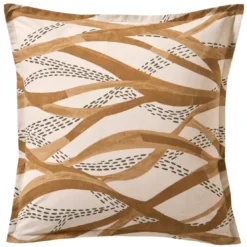 BecquetTaie d’oreiller en coton beige à motif graphique - DESERTIQUE