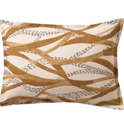 BecquetTaie d’oreiller en coton beige à motif graphique - DESERTIQUE