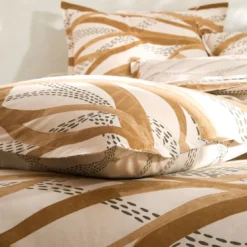 BecquetTaie d’oreiller en coton beige à motif graphique - DESERTIQUE