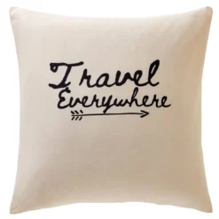 BecquetTaie d'oreiller en coton beige réversible thème voyage - GENERATION