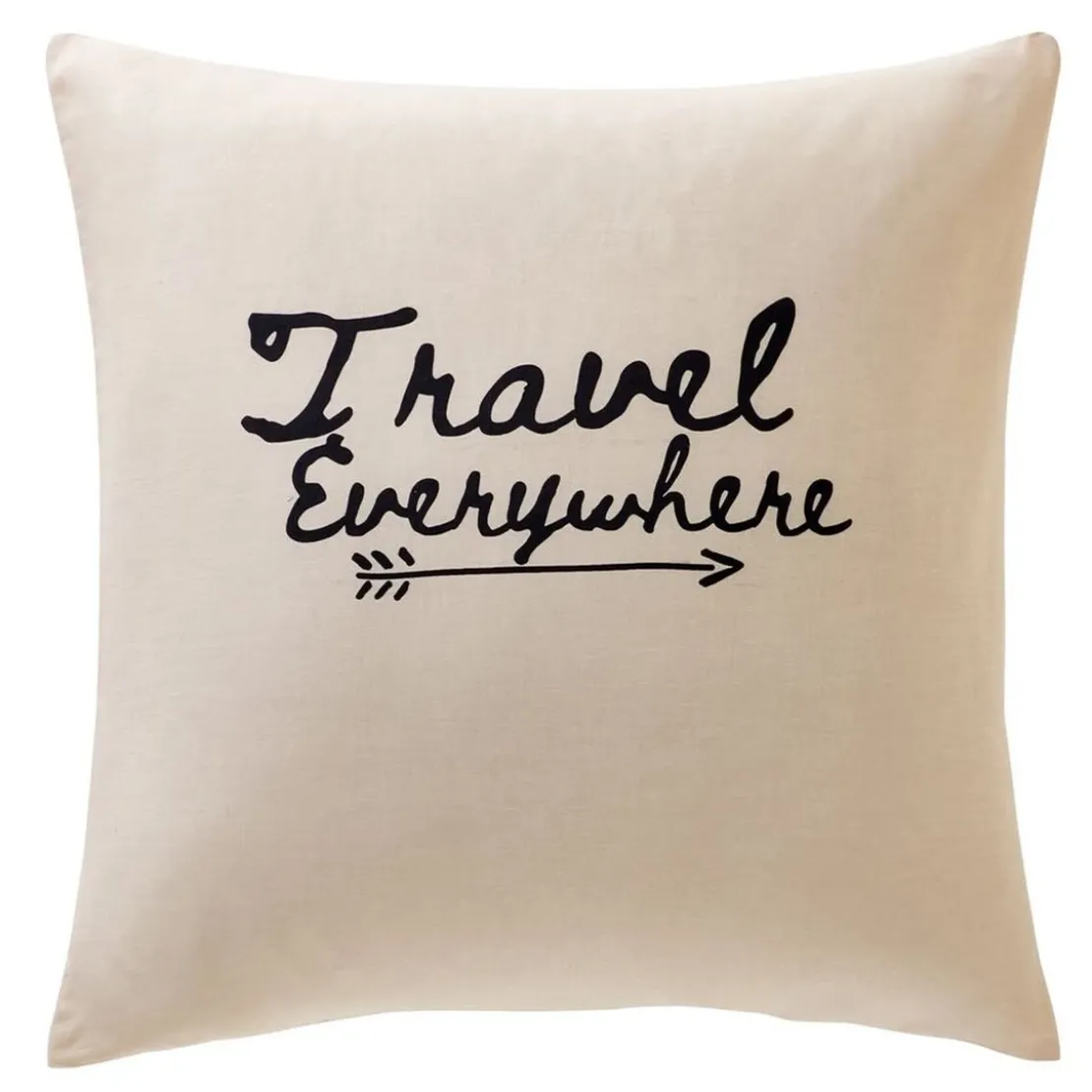 BecquetTaie d'oreiller en coton beige réversible thème voyage - GENERATION