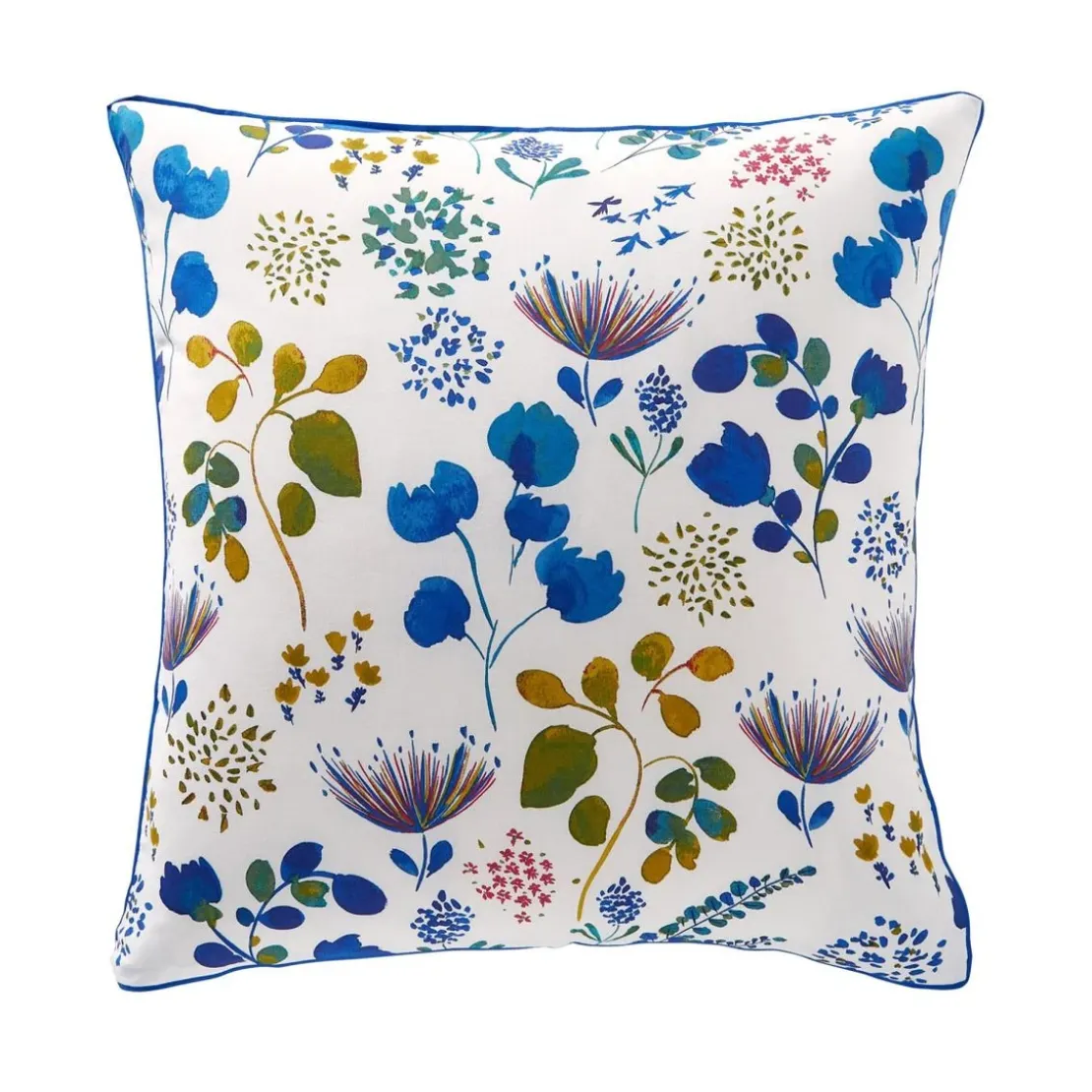BecquetTaie d’oreiller en coton blanc motif floral bleu réversible - TANIA