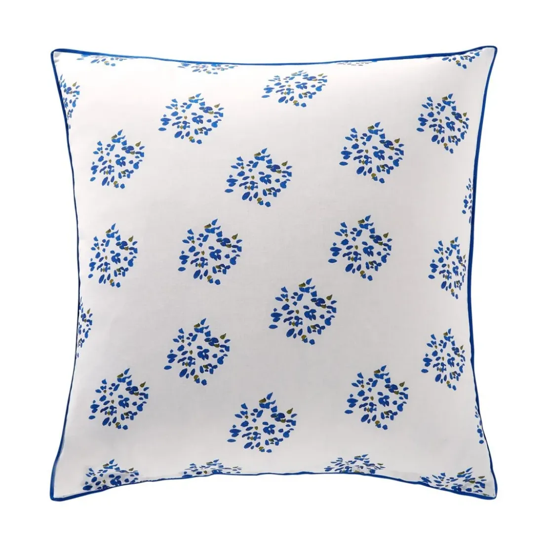 BecquetTaie d’oreiller en coton blanc motif floral bleu réversible - TANIA