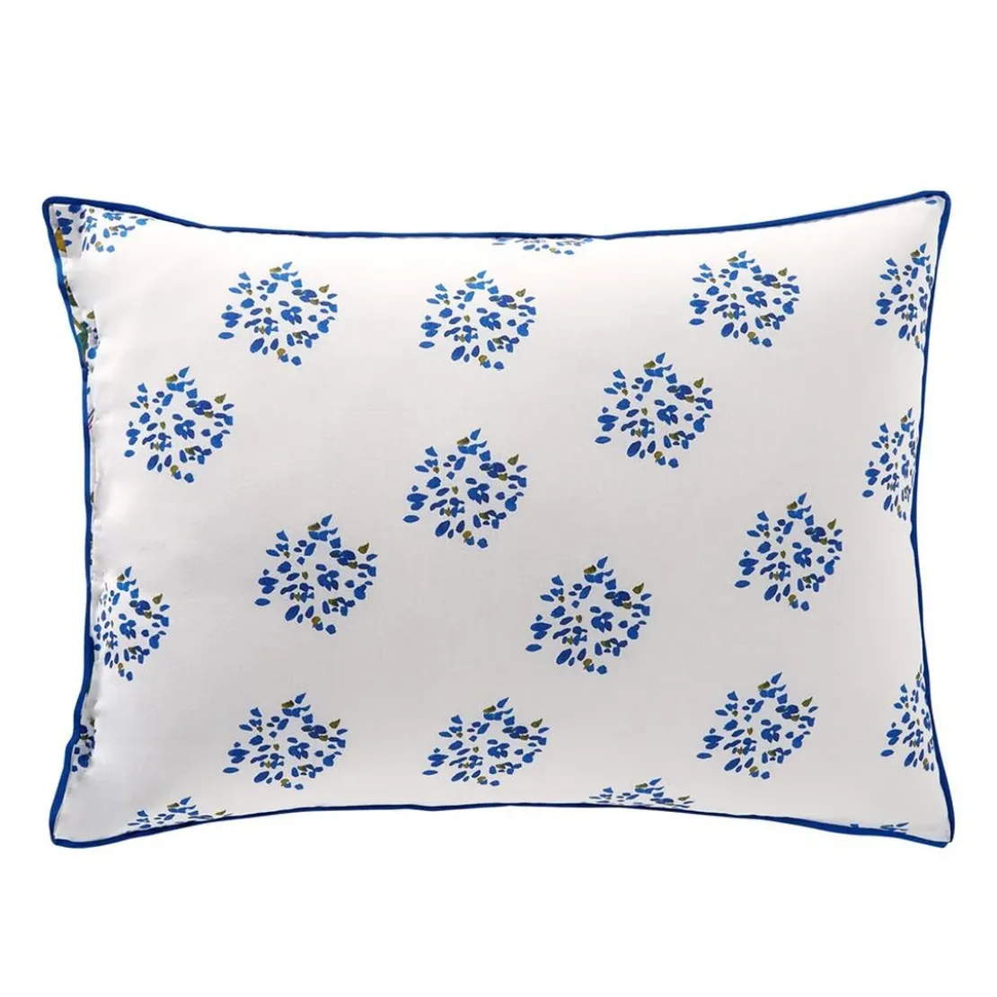 BecquetTaie d’oreiller en coton blanc motif floral bleu réversible - TANIA