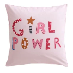 BecquetTaie d’oreiller enfant réversible en coton rose - GIRL POWER