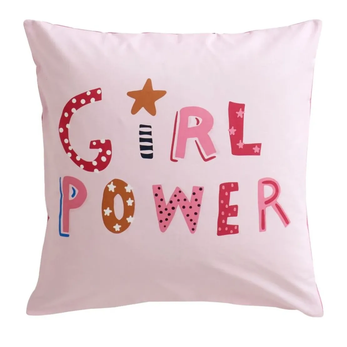 BecquetTaie d’oreiller enfant réversible en coton rose - GIRL POWER