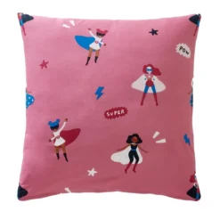 BecquetTaie d’oreiller enfant réversible en coton rose - GIRL POWER