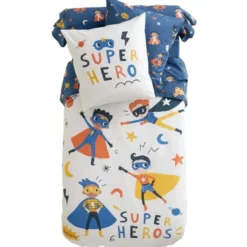 BecquetTaie d'oreiller enfant en coton écru - SUPER HEROS