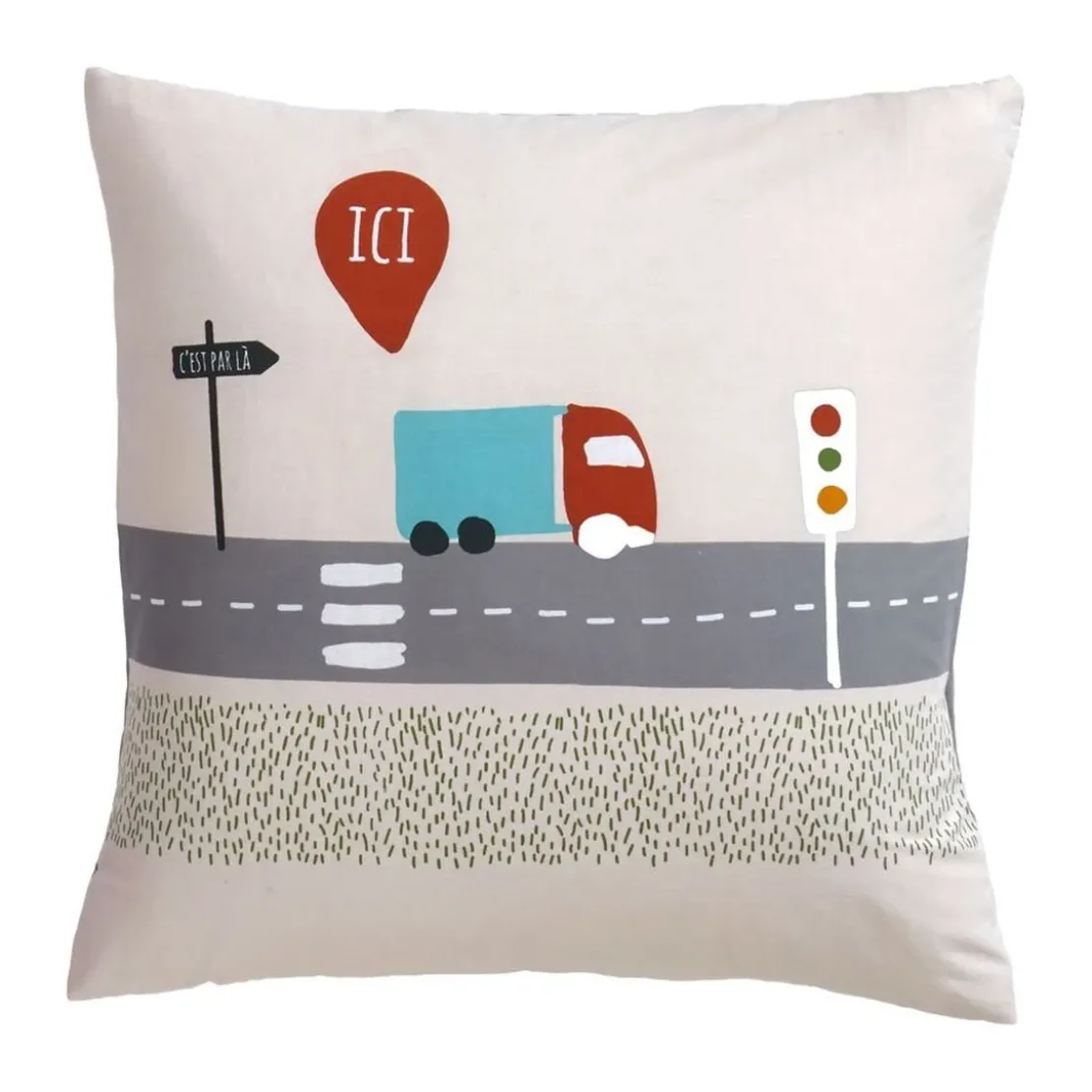 BecquetTaie d'oreiller enfant en coton gris - ROUTE
