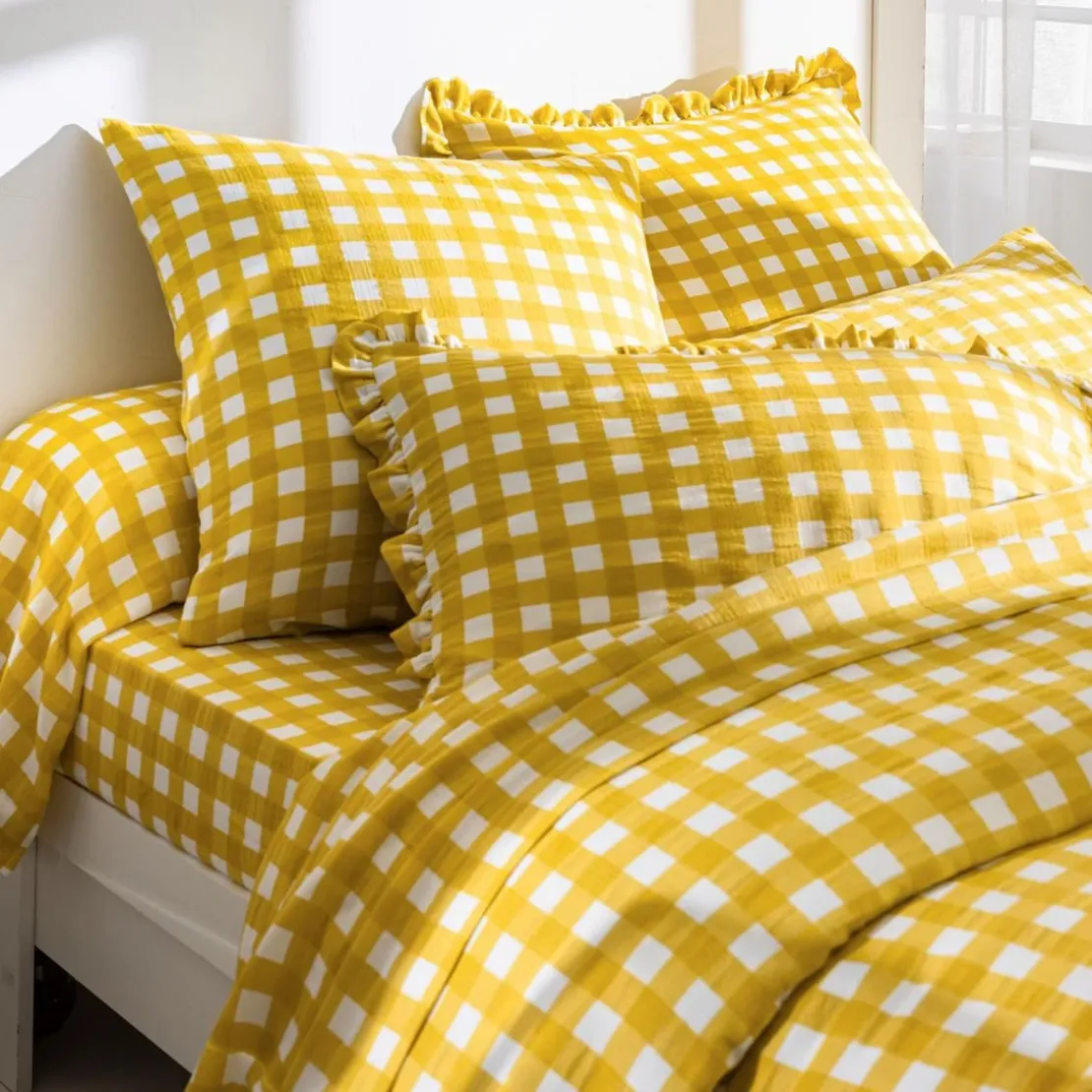 BecquetTaie d'oreiller en gaze de coton jaune maïs - VICHY