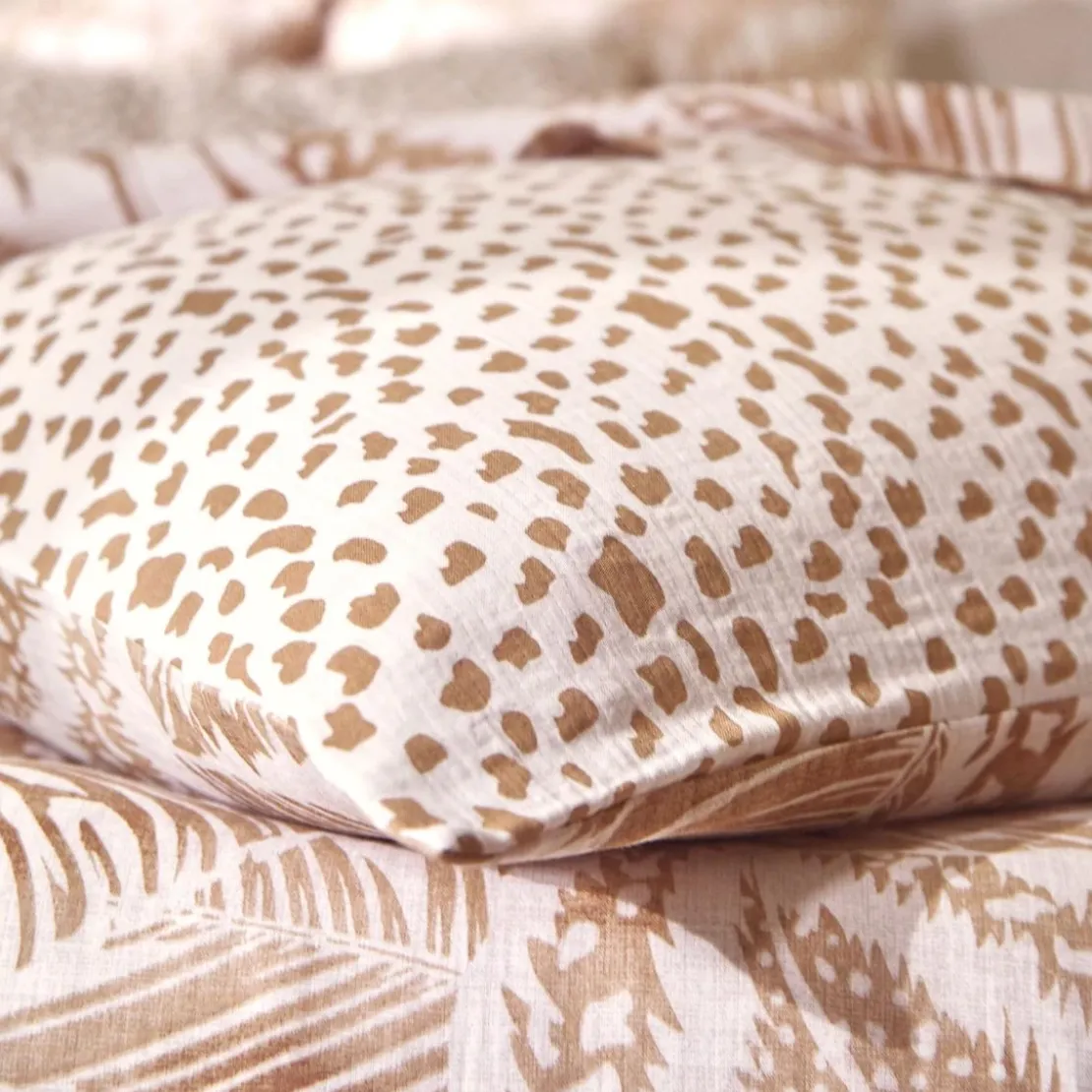 BecquetTaie d'oreiller en gaze de coton réversible beige - AGAFAY
