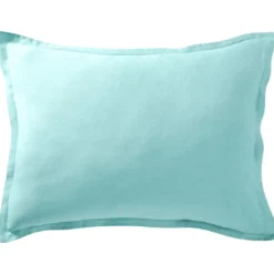 BecquetTaie d'oreiller en lin lavé uni LAUREAT bleu aqua