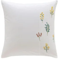 BecquetTaie d’oreiller en percale de coton blanc cassé à motif floral - FLEURETTES