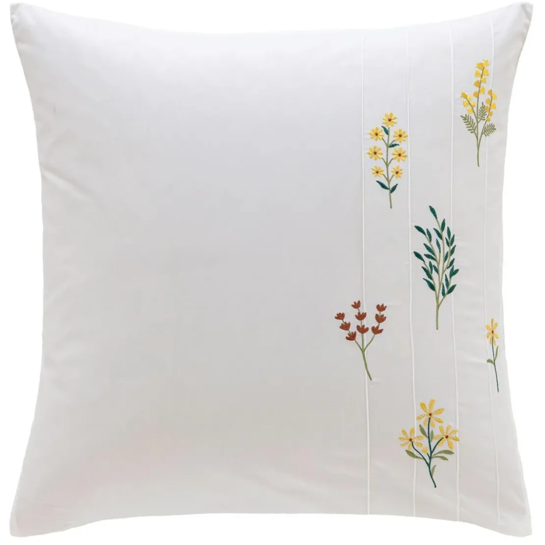 BecquetTaie d’oreiller en percale de coton blanc cassé à motif floral - FLEURETTES