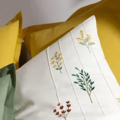 BecquetTaie d’oreiller en percale de coton blanc cassé à motif floral - FLEURETTES