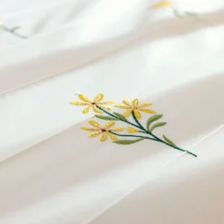 BecquetTaie d’oreiller en percale de coton blanc cassé à motif floral - FLEURETTES