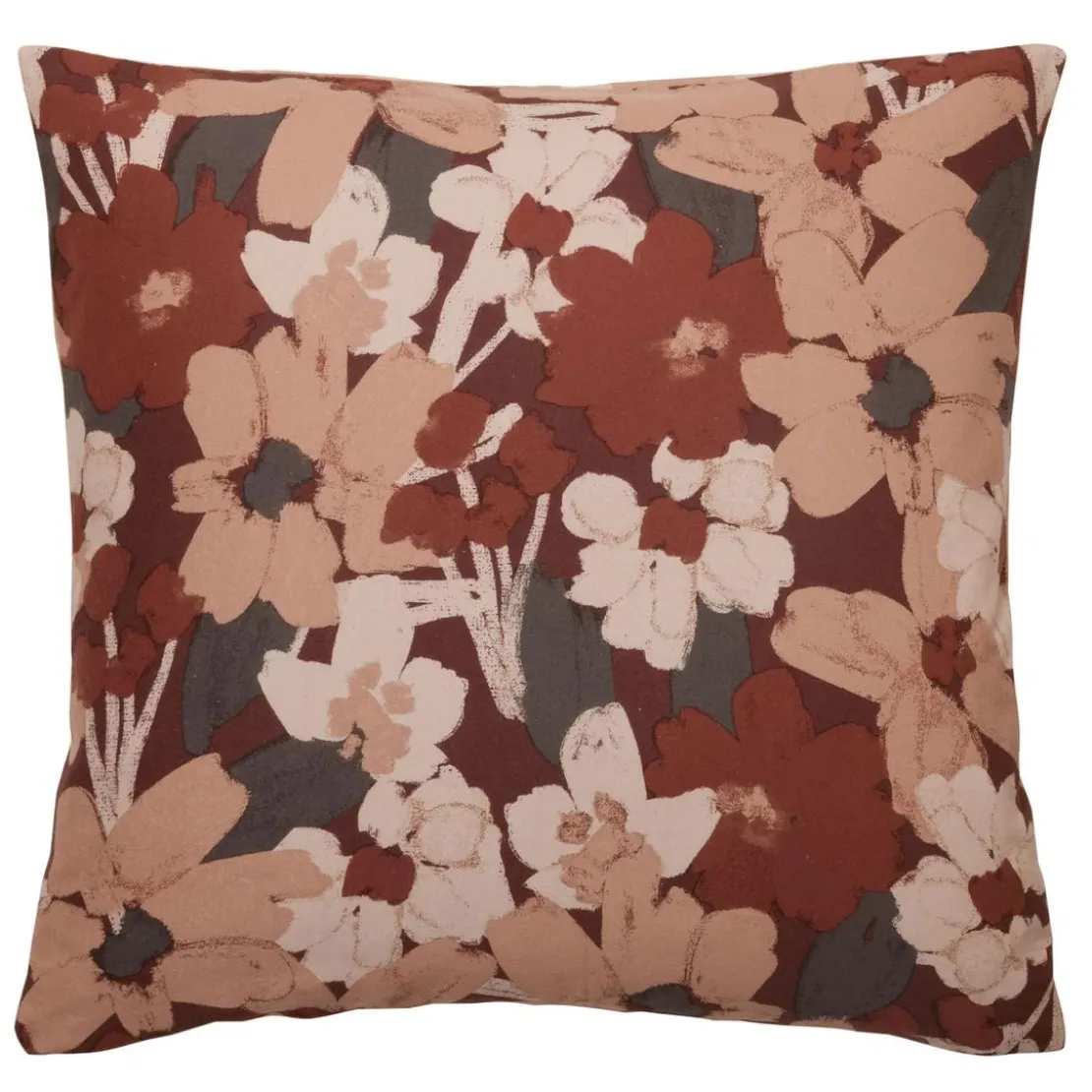 BecquetTaie d'oreiller flanelle terracotta réversible motif floral - Collection NOTE D'OR