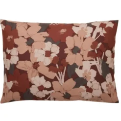 BecquetTaie d'oreiller flanelle terracotta réversible motif floral - Collection NOTE D'OR