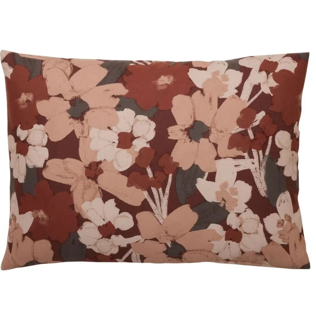 BecquetTaie d'oreiller flanelle terracotta réversible motif floral - Collection NOTE D'OR