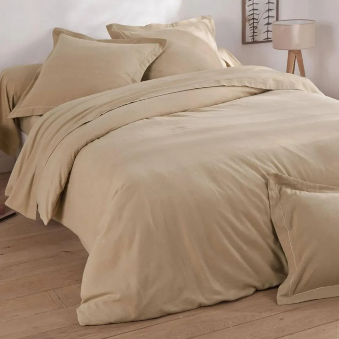 BecquetTaie d'oreiller FLANELLE UNI - beige