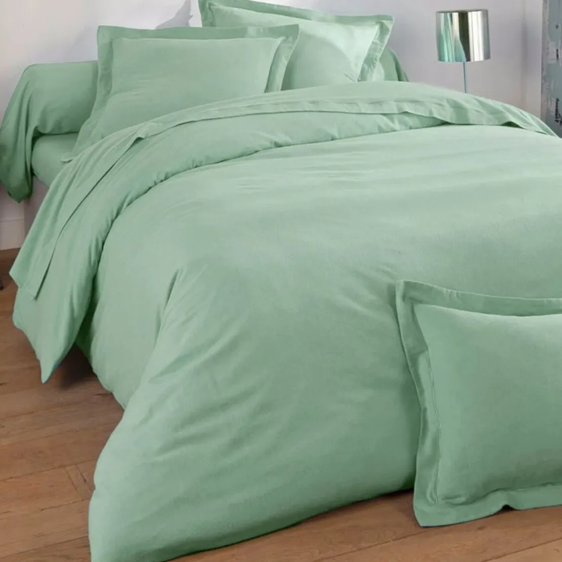 BecquetTaie d'oreiller FLANELLE UNI - vert amande