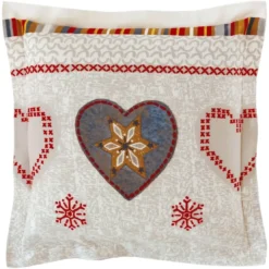 BecquetTaie d'oreiller flanelle écrue à motif cœur - CŒUR DE FLOCON