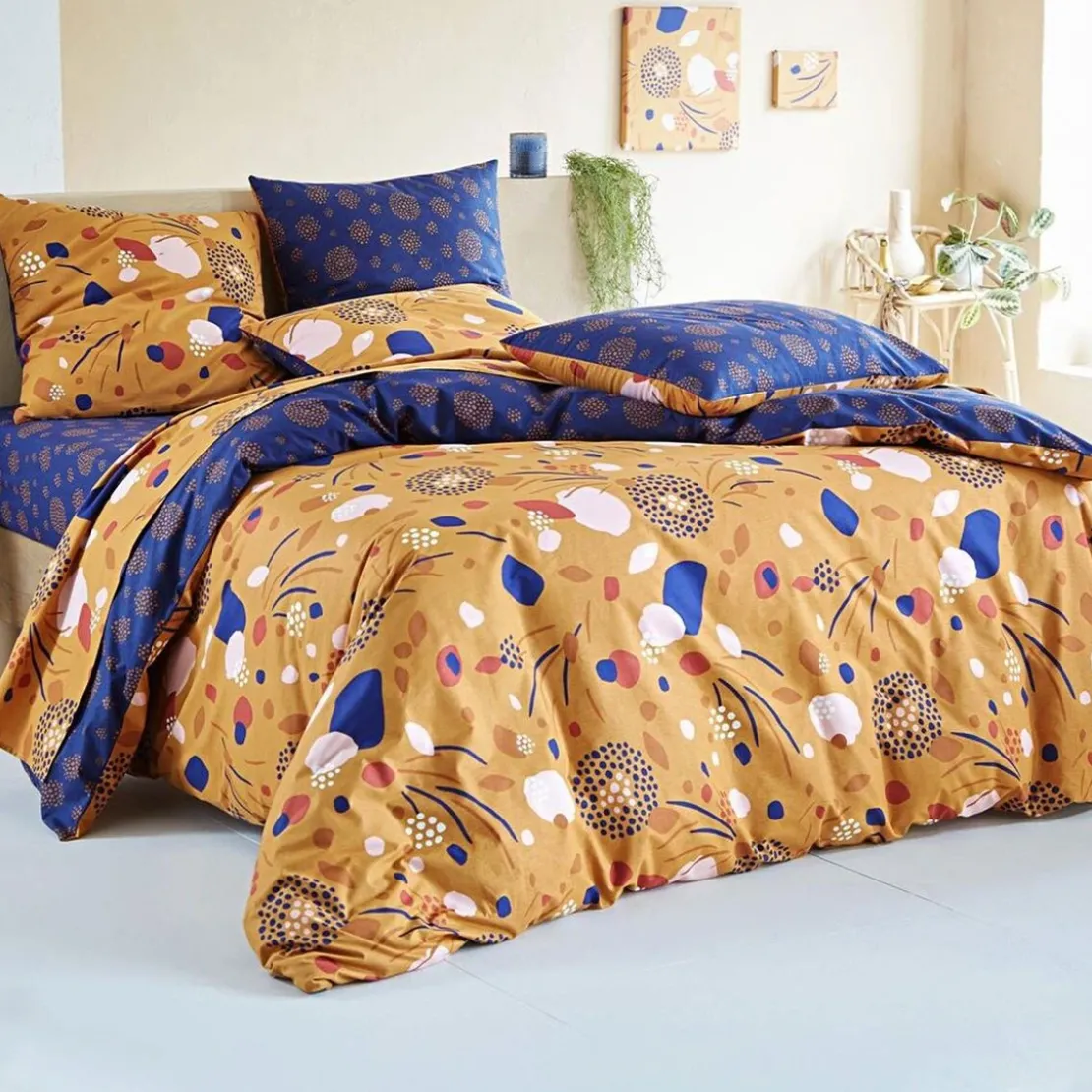 BecquetTaie d'oreiller MELBA jaune ocre en coton