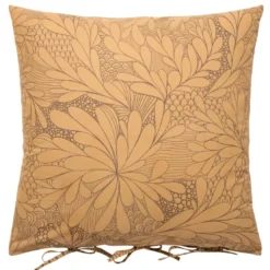 BecquetTaie d'oreiller nouettes coton jaune ocre floral brun taupe - SIDO